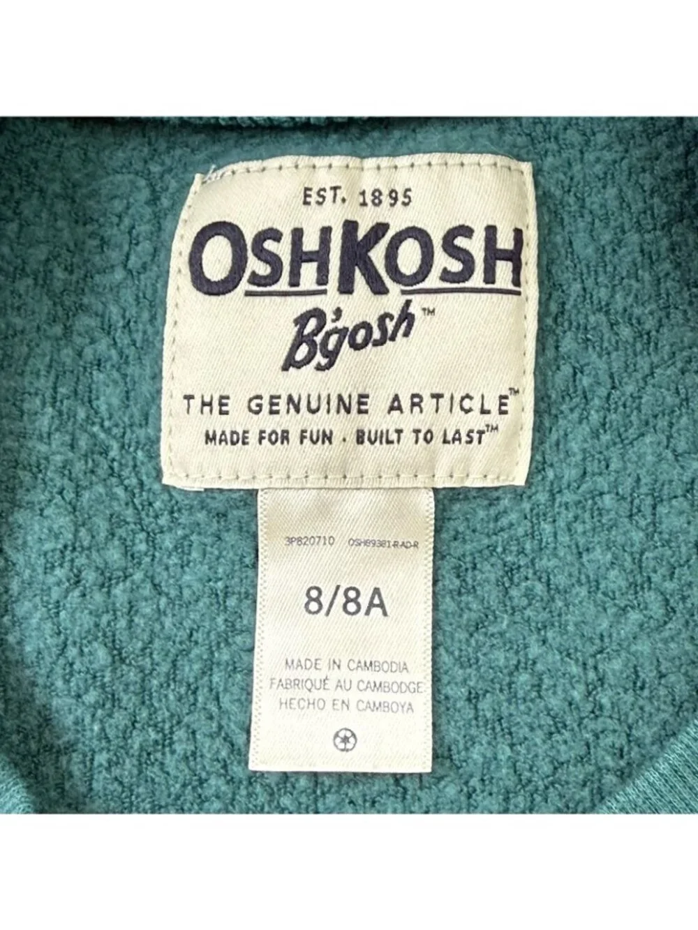 OshKosh B'gosh Long Sleeved Sweatshirt Top Girls size 8/8A Teal Green